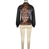 Casual Womens Tops Fashion Summer Leopard Print Long Sleeve Women Chiffon Blouse Shirt