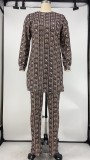 Casual Long Sleeve Print Pant Set