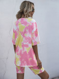 Casual Printed Tie-dye Two Short Set