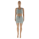 Casual Sports Double Vest and Shorts with Pocket