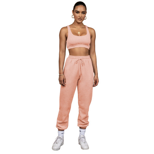 Solid Color Double-layer Sports Vest and Trousers