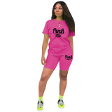 Casual Polyester Printed Sports Two Piece Short Outfits