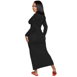 Solid Color V Neck Ruched Maxi Dress