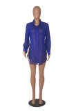 Solid Color Sexy See Through Single-breasted Lapel Slits Chiffon Shirt