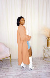 Solid Color Casual Loose Cardigan Double Sided Fleece Long Jacket