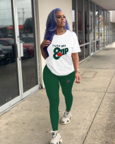 Fashion Casual Graphic Print Short Sleeve Trousers Two Piece Set
