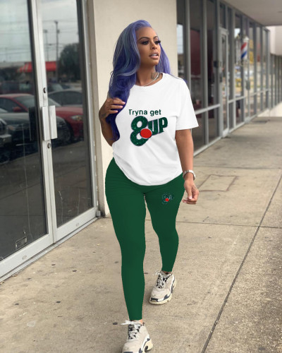 Fashion Casual Graphic Print Short Sleeve Trousers Two Piece Set