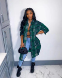 Young Office Lady Shaggy Plaid Pocket Drop Shoulder Long Outwears