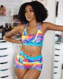Casual Print Letter Vest and Shorts