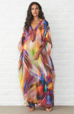 Summer Print V Neck Beach Robe