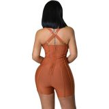 Casual Bandage Sleeveless Backless Casual Sexy Solid Stretch Rompers