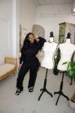 Winter Turtle Neck Cable Knit Sweater And Tasseled Pants Set