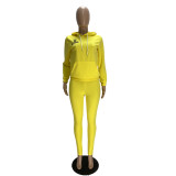 Casual Air Layer Letter Embroidery Hooded 2 PC Set