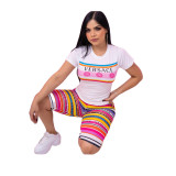 Summer Printed Short Sleeve Shorts Set