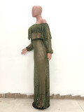 Sexy Hollow-out Tassel Design Two-piece Skirt Set (Cover-up)