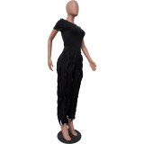 Spring Summer Ladies Suit Tassel Fashion Sportswear Pant Set