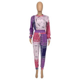 Casual Tracksuit Paisley Printed Two Piece Pant Sets