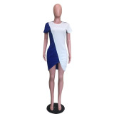 Sexy Short Sleeve Contrast Slit Club Dress