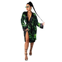 Print Kimono Robes Outerwear For Women