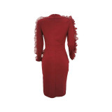 Sexy Ruffles Sleeve Split Dress