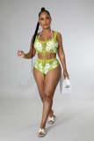 Summer Beach Women 2 Piece Set Knitted Crochet Crop Top + Shorts