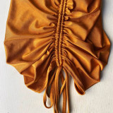 Solid Color Flared Sleeve Off Shoulder Pleated Dress