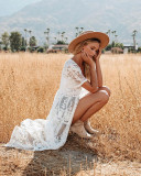 Mesh Embroidered Beach Cardigan Dress