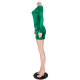 Reflective Pleated Slanted Single Shoulder Cross Dress