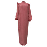 Chiffon Frill Trim Pleated Dresses