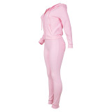 Autumn Winter Double-sided Fleece Vest Hooded Three Piece Set