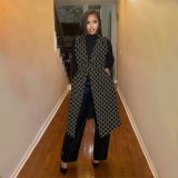 Printed Double Thermal Lining Long Vest Jacket