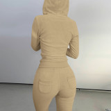 Autumn Winter Double-sided Fleece Vest Hooded Three Piece Set