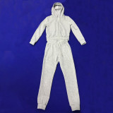 Solid Color Grey Fleece 2 PC Zipper Hoodie Cardigan Blouse Sweatpants Outfit