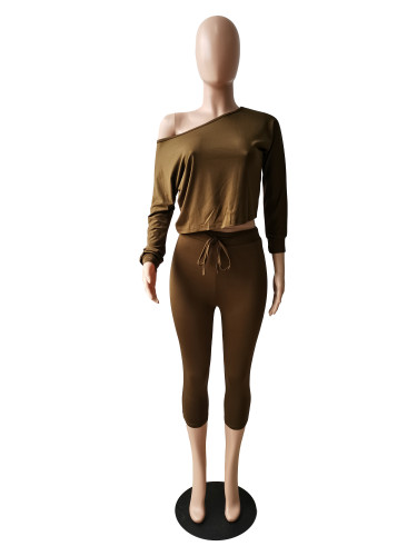 Autumn Pure Color Two Piece Tracksuit Outfits