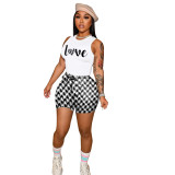 Casual Printed Sleeveless Tank Top & Shorts