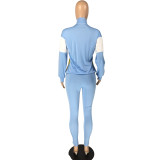 Casual Stitching Sports Long Pant Set
