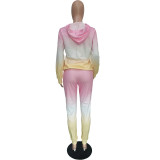 Winter Positioning Printed Gradient Casual Sweatpant Set For Women Hoodie