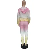 Winter Positioning Printed Gradient Casual Sweatpant Set For Women Hoodie