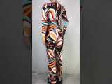 Autumn Printed Invisible Zipper Jumpsuit with Pocket