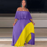 Casual Chiffon Splicing Lined Maxi Dress