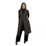 Printed Double Thermal Lining Long Vest Jacket