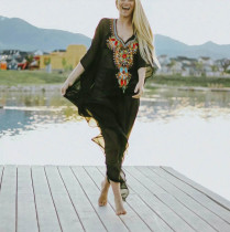 Chiffon Embroidered Beach Coverup Robe