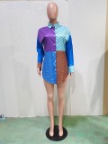 2021 Fall New Color Block Print Full Sleeve T-shirt
