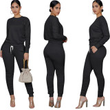 Winter Womens 2 Two Piece Sets Tracksuit Long Sleeve Top Pants Suits Matching Sets