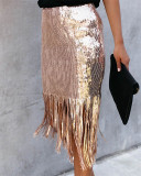 Sequins Fringe Party Long Skirt