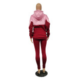 Casual Stitching Hooded Two Piece Outfits