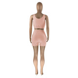 Casual Sports Double Vest and Shorts with Pocket