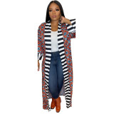 Casual Cardigan Long Dress Printed Full Sleeve Long Cloak Coat