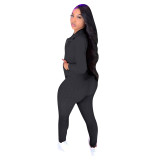 Solid Jacquard Butt Scrunch Zip Up Leggings Set