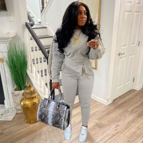 Casual Mesh Stitching Plus Size Two Piece Pant Set